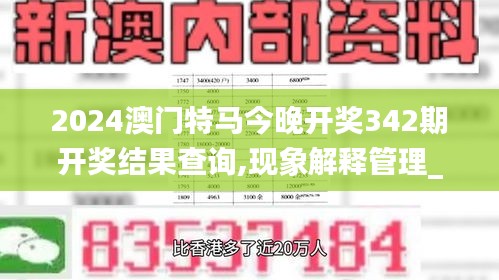 2024澳门特马今晚开奖342期开奖结果查询,现象解释管理_WP14.472