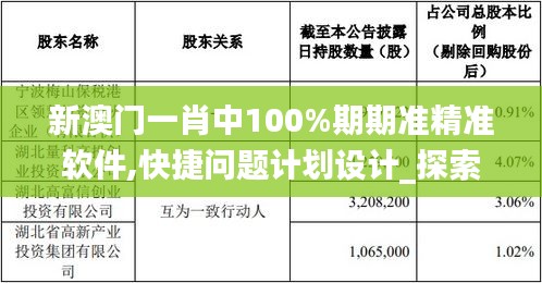 新澳门一肖中100%期期准精准软件,快捷问题计划设计_探索版2.585