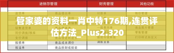 管家婆的资料一肖中特176期,连贯评估方法_Plus2.320