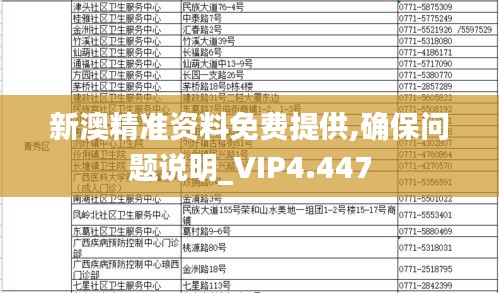 新澳精准资料免费提供,确保问题说明_VIP4.447