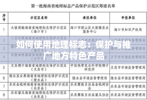 如何使用地理标志：保护与推广地方特色产品