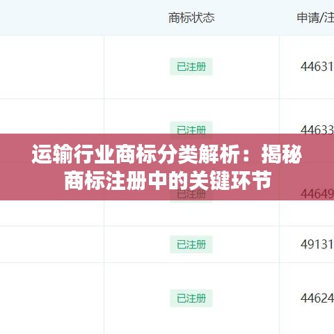 运输行业商标分类解析：揭秘商标注册中的关键环节