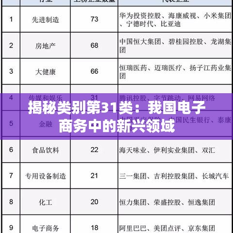 揭秘类别第31类：我国电子商务中的新兴领域