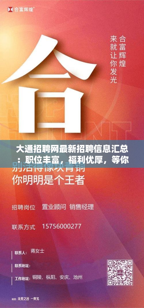 大通招聘网最新招聘信息汇总：职位丰富，福利优厚，等你来挑战！