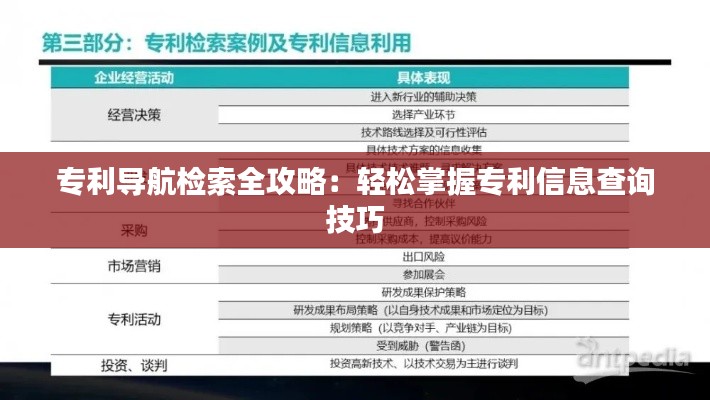 专利导航检索全攻略：轻松掌握专利信息查询技巧