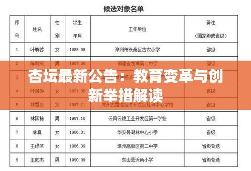 杏坛最新公告：教育变革与创新举措解读