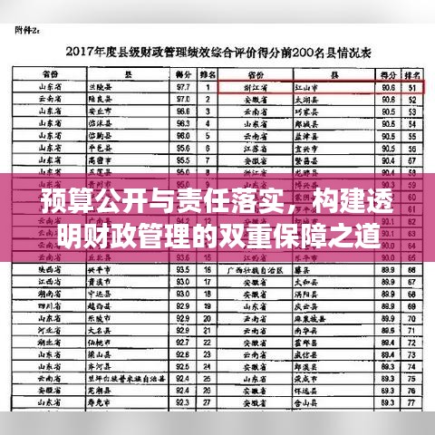 预算公开与责任落实，构建透明财政管理的双重保障之道