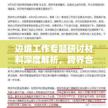 边境工作专题研讨材料深度解析，跨界合作与安全保障的双重挑战