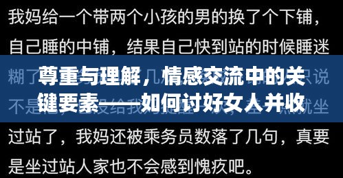 尊重与理解，情感交流中的关键要素——如何讨好女人并收获真挚情感