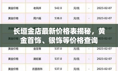 长垣金店最新价格表揭秘，黄金首饰、银饰等价格查询